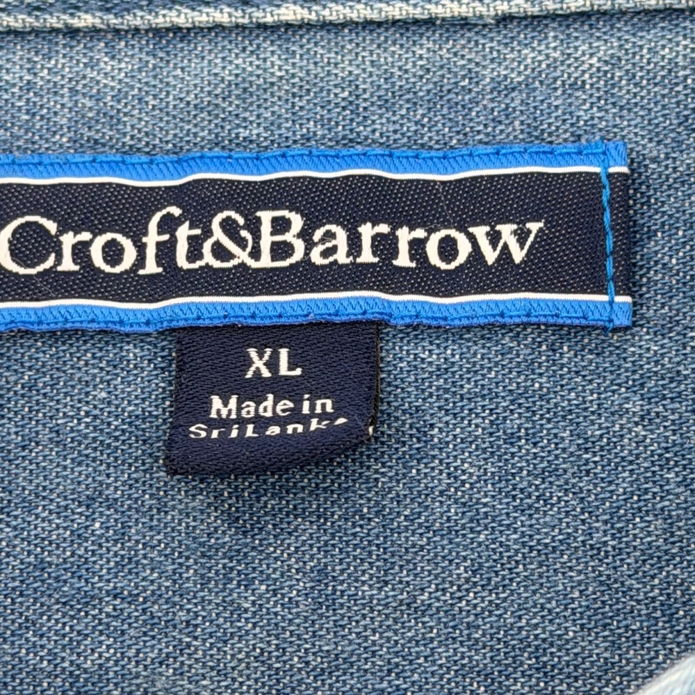 Croft & Barrow Denim Shirt Mens XL Blue Button Down Vintage 90s Long Sleeve - Picture 7 of 12
